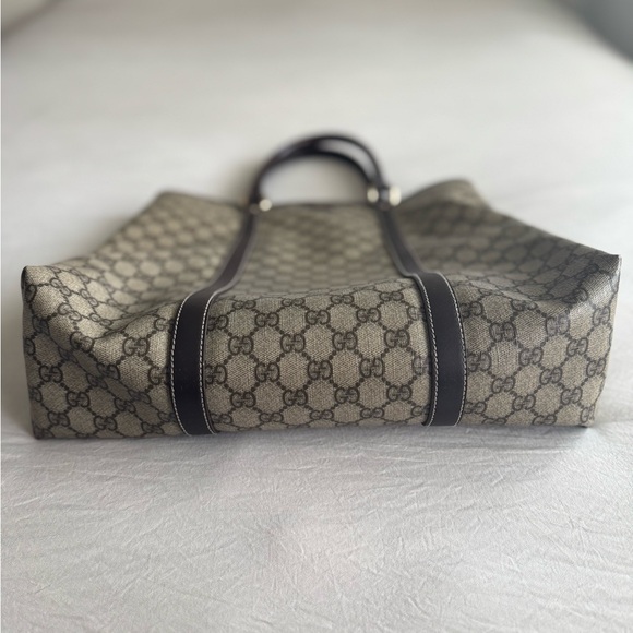 GUCCI | Coated Canvas Men’s Travel Tote Bag Leather Handle GG Print - Picture 6 of 13